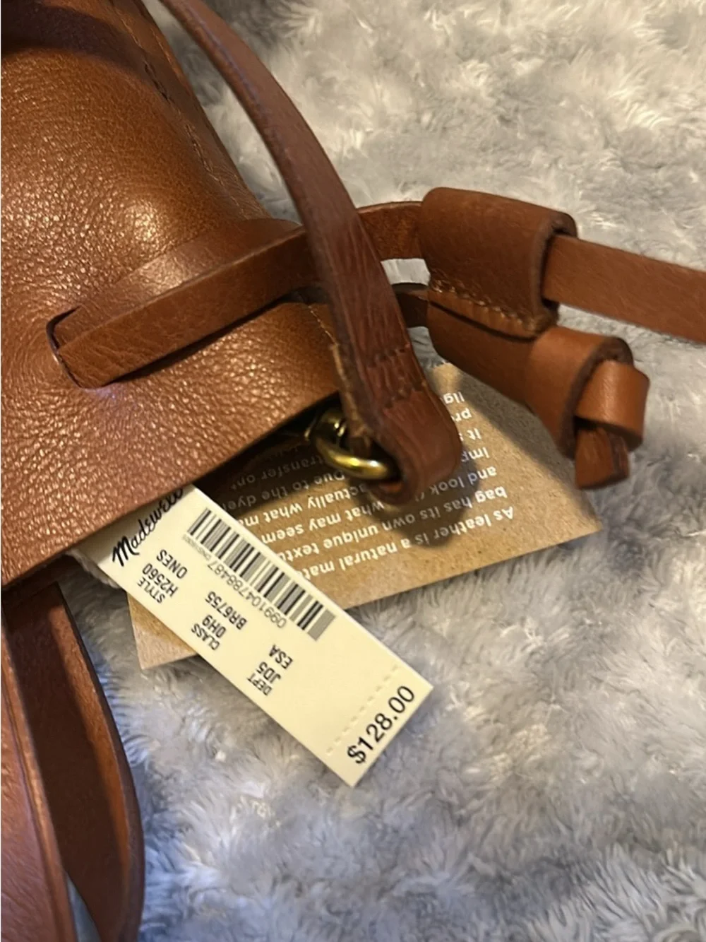 Madewell English Saddle The Small Drawstring Transport Crossbody Leather NEW